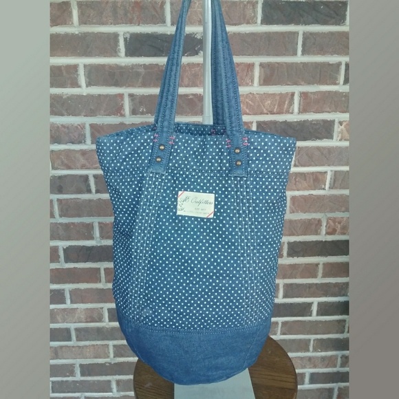 American Eagle Denim Polka Dot Tote - Picture 1 of 7